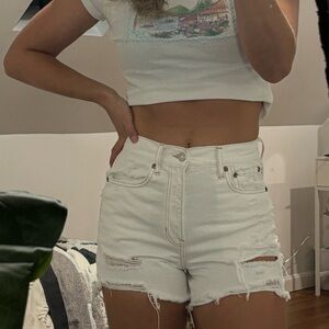 American Eagle Outfitters White Distressed Shorts